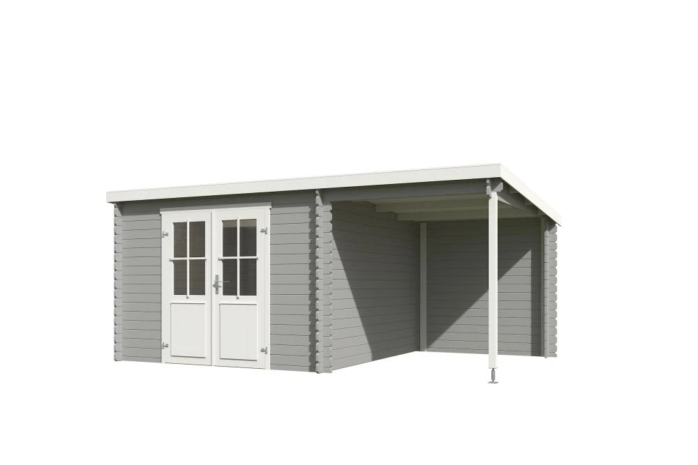 Outdoor Life Blokhut Tampa met Overkapping Platinum Grey-Wit 550 x 250 cm - Afbeelding 2